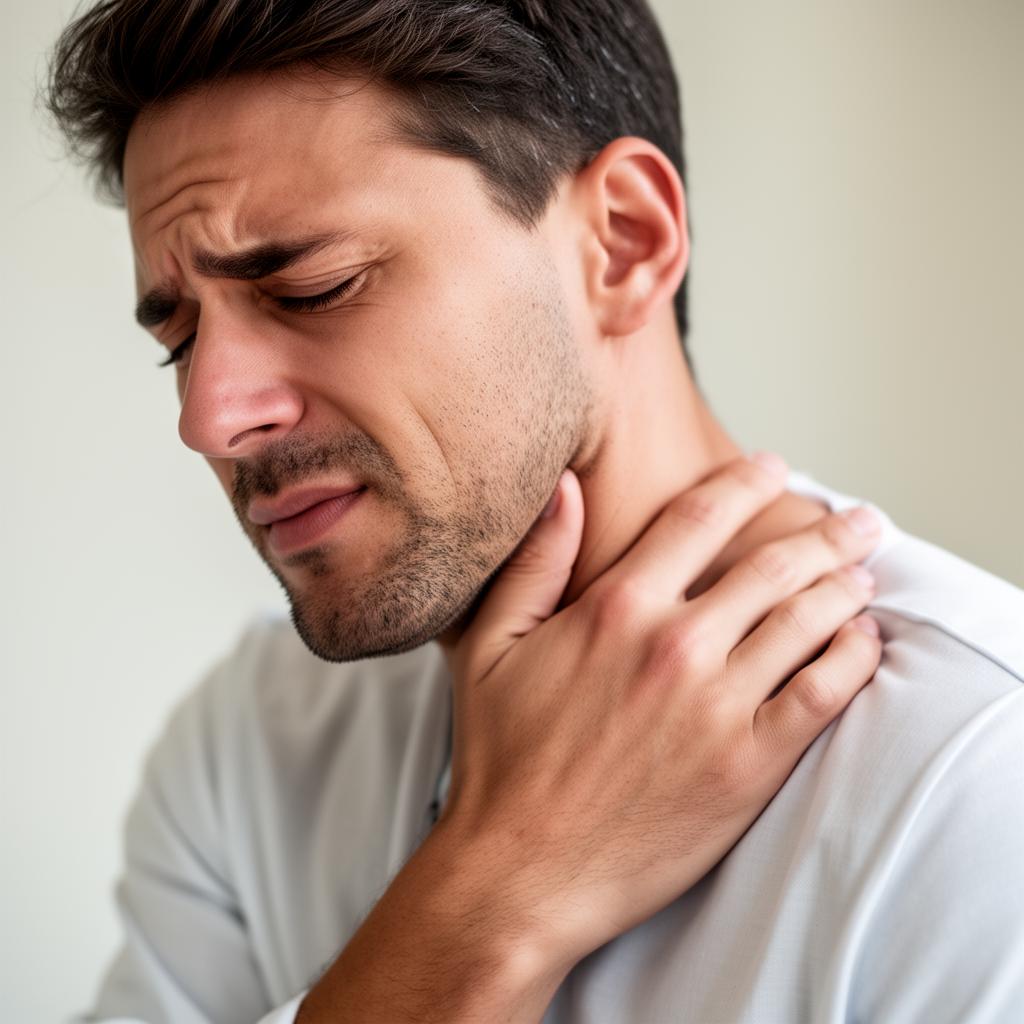 Pessoa com dor cervical e tensão no pescoço